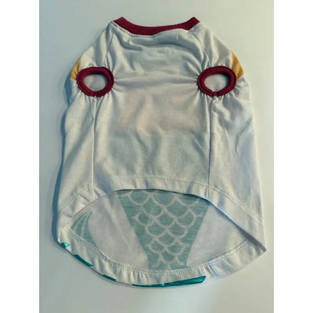 Top Paw Size Medium Mermaid Costume Dog Shirt - Metallic Teal Scale Print